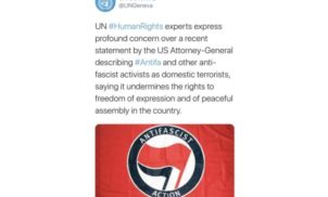 Antifas: perfil da ONU apaga tweet defendendo grupo